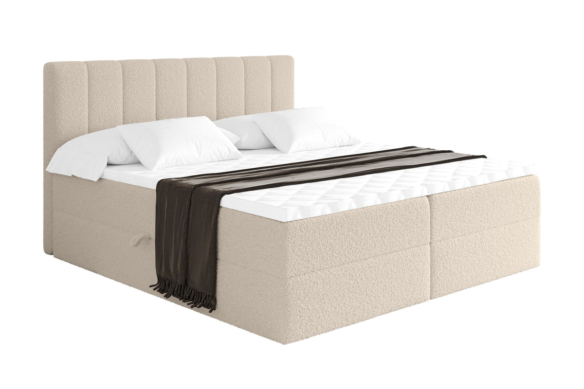 Boxbett OTTA Bouclé, Dunkelbeige - Quelle 06 / 120x200 cm / H4