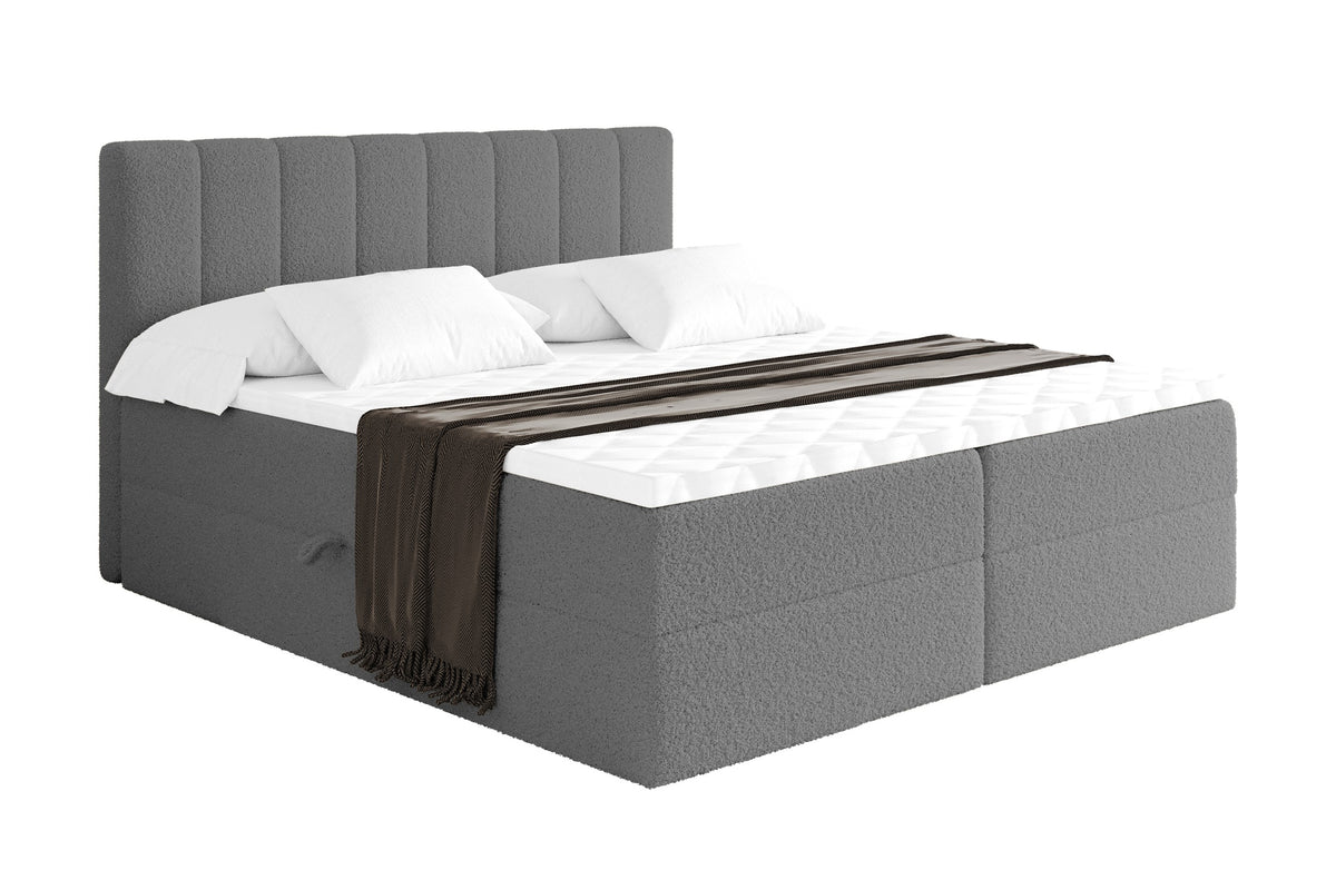 Boxbett OTTA Bouclé, Grau - Quelle 92 / 120x200 cm / H4