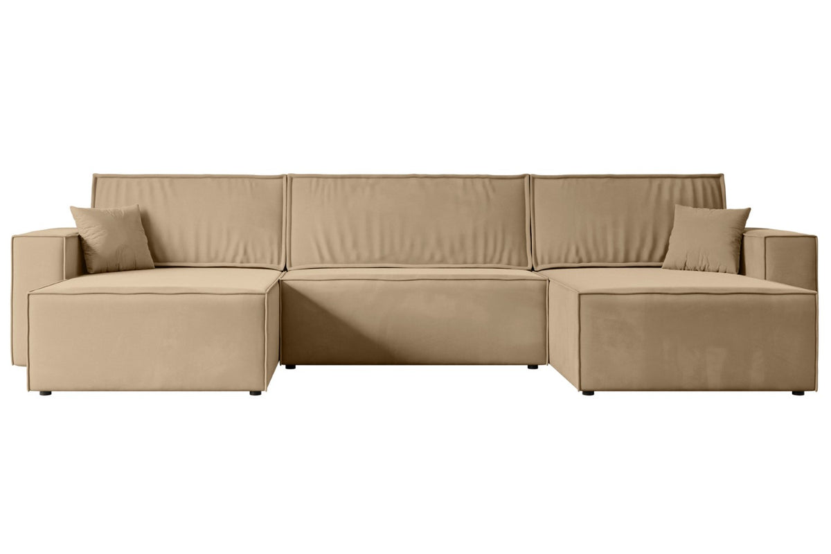 Wohnlandschaft CELTIC-XLU Samt, Beige - Kronos 35 / U-Form / Mit Schlaffunktion