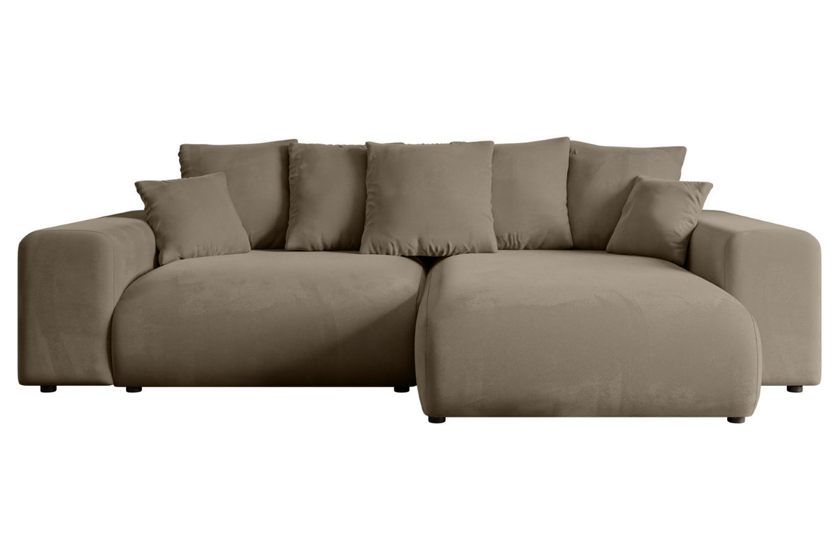 Ecksofa ESKAR-L Samt, Braun - Paros 03 / Ottomane Rechts / Mit Schlaffunktion
