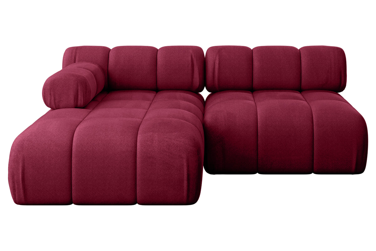 Ecksofa RAZON-L1 Samt, Bordeauxrot - Monolith 59 / Ottomane Links / Ohne Schlaffunktion
