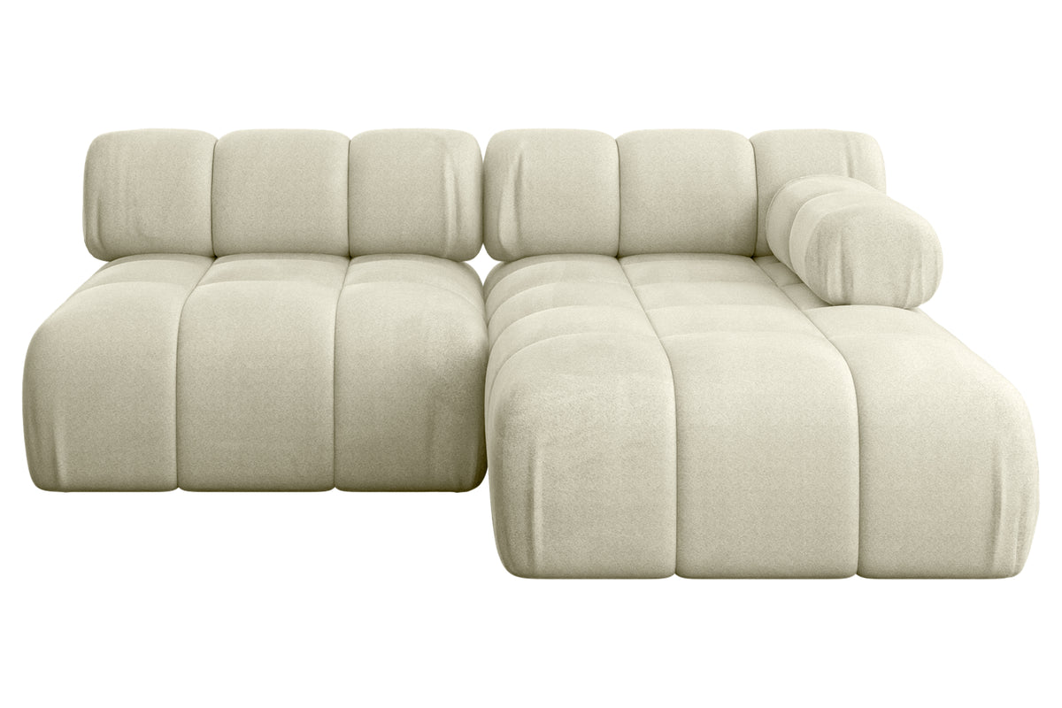 Ecksofa RAZON-L1 Samt, Beige - Monolith 04 / Ottomane Rechts / Ohne Schlaffunktion