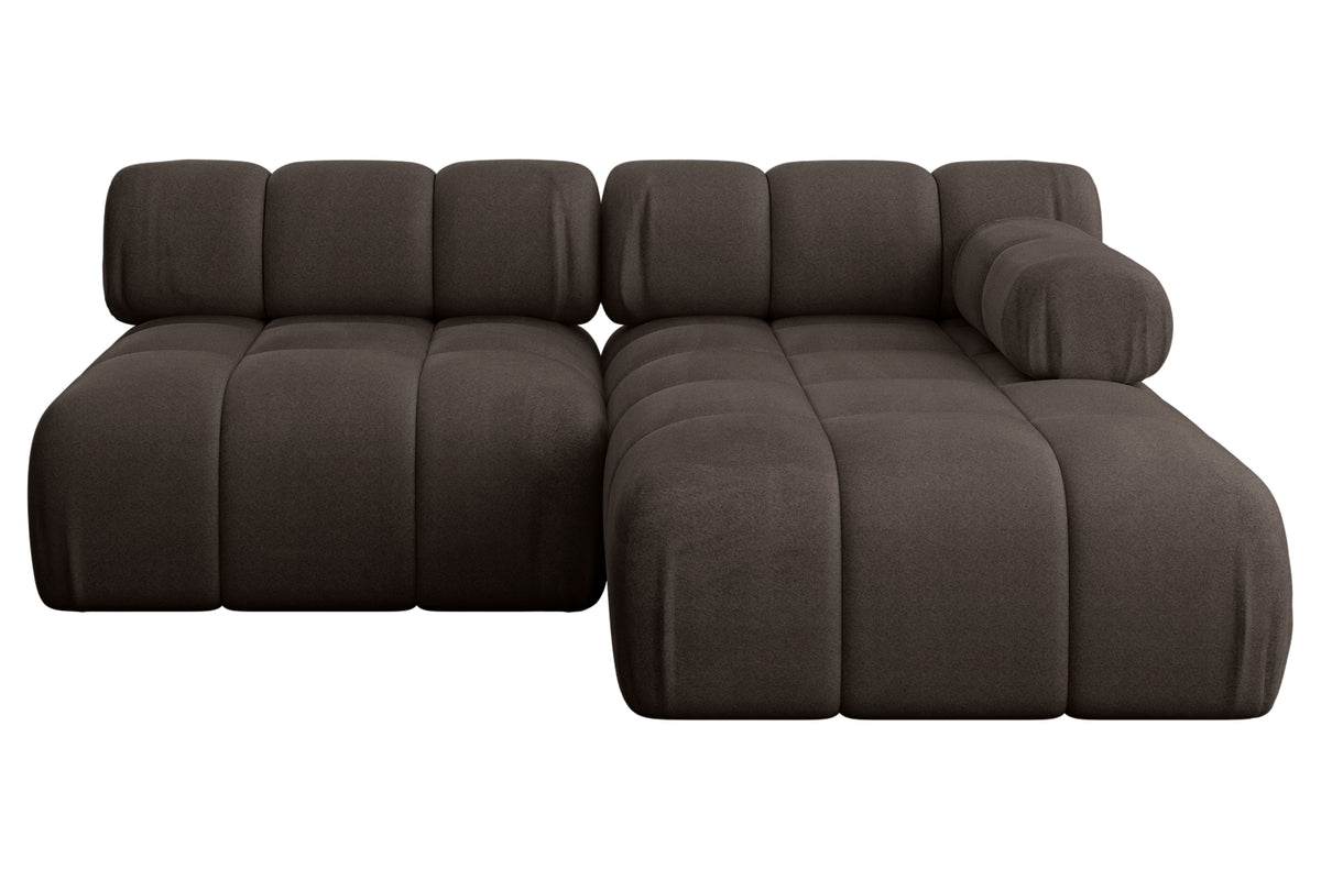 Ecksofa RAZON-L1 Samt, Braun - Monolith 15 / Ottomane Rechts / Ohne Schlaffunktion