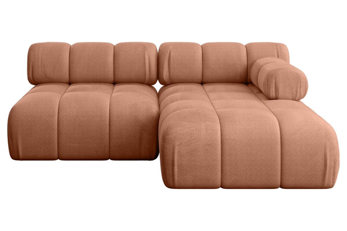 Ecksofa RAZON-L1 Samt, Apricot - Monolith 61 / Ottomane Rechts / Ohne Schlaffunktion