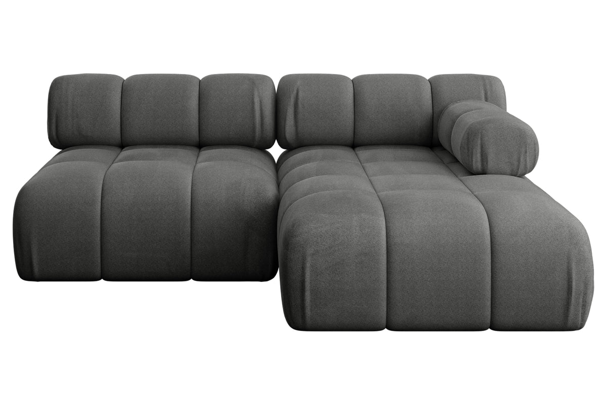 Ecksofa RAZON-L1 Samt, Dunkelgrau - Monolith 92 / Ottomane Rechts / Ohne Schlaffunktion