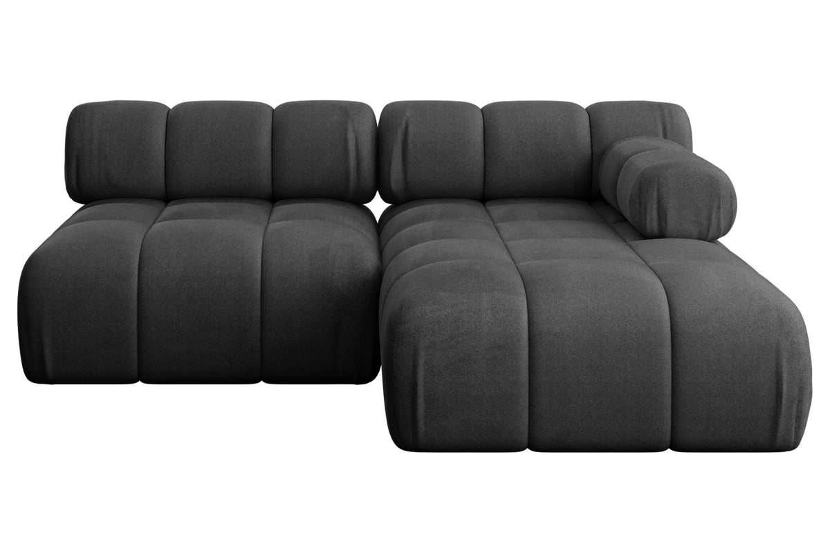 Ecksofa RAZON-L1 Samt, Schwarz - Monolith 95 / Ottomane Rechts / Ohne Schlaffunktion