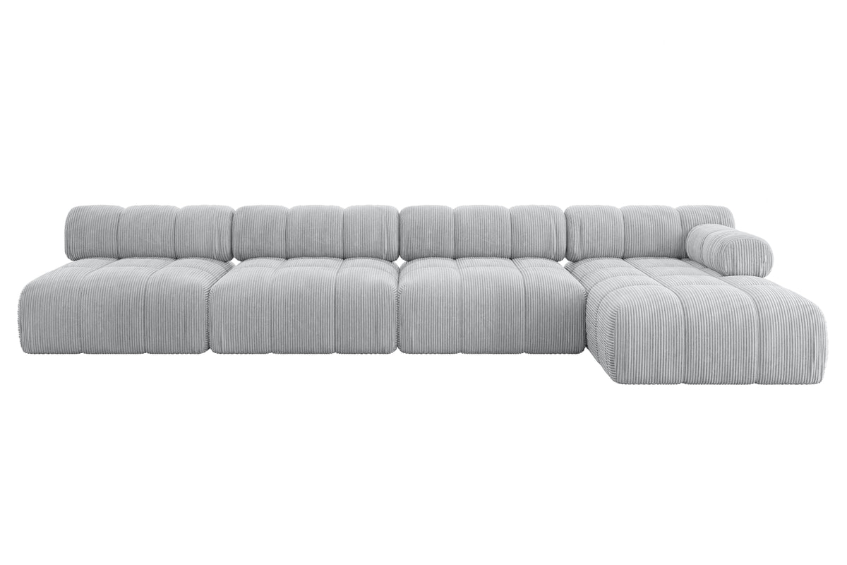 Ecksofa RAZON-L3 Cord, Grau - Poso 110 / Ottomane Rechts / Ohne Schlaffunktion