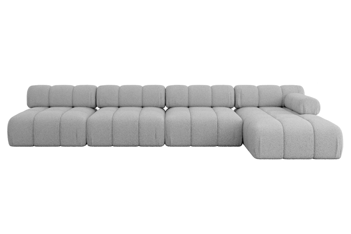 Ecksofa RAZON-L3 Bouclé, Hellgrau - Quelle 83 / Ottomane Rechts / Ohne Schlaffunktion