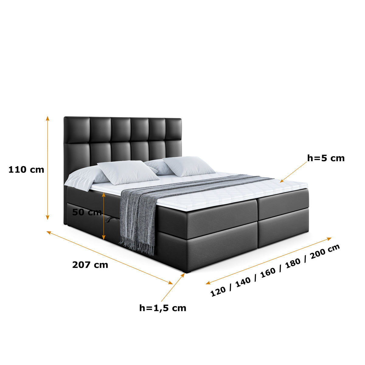 Łóżko boxspring RICAR ekoskóra