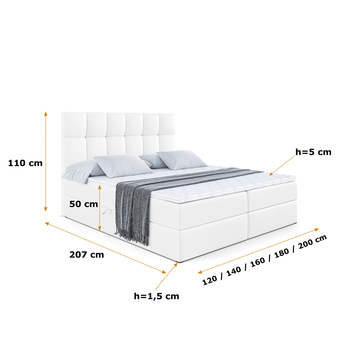 Łóżko boxspring RICAR ekoskóra