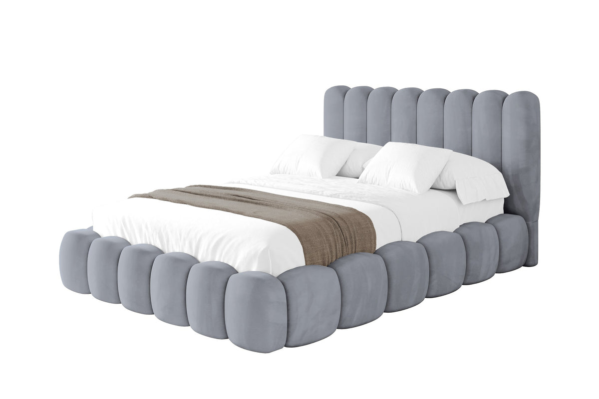 Polsterbett SENA Samt, Grau - Casablanca 2314 / 140x200 cm / Mit Matratze