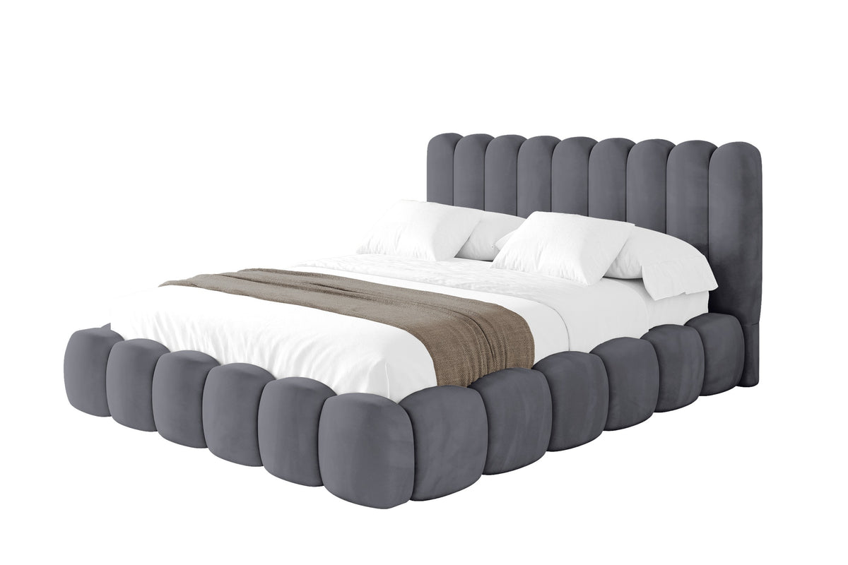 Polsterbett SENA Samt, Dunkelgrau - Casablanca 2315 / 160x200 cm / Mit Matratze
