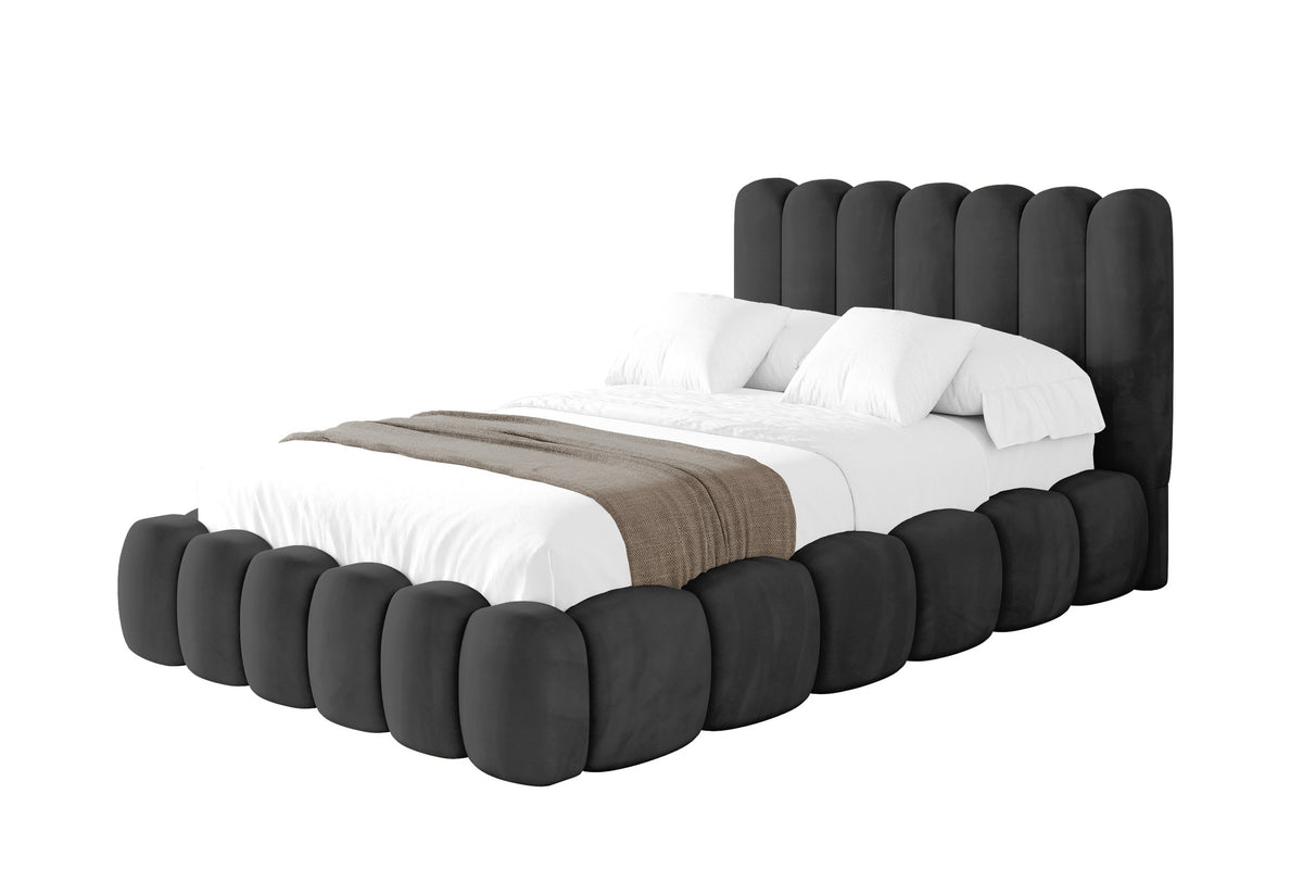 Polsterbett SENA Samt, Schwarz - Casablanca 2316 / 120x200 cm / Ohne Matratze