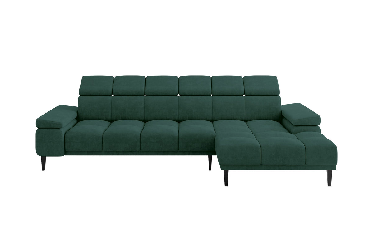 Narożnik SERI welur, Zielony - Dream Velvet 202.31 / Otomana z prawej / Bez funkcji spania