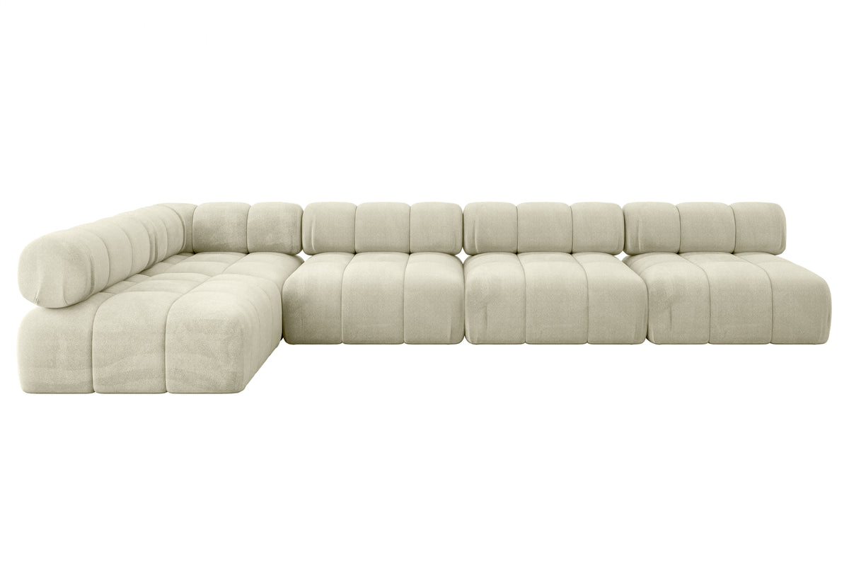Ecksofa SAMARO-L3 Samt, Beige - Monolith 04 / Ottomane Links / Ohne Schlaffunktion