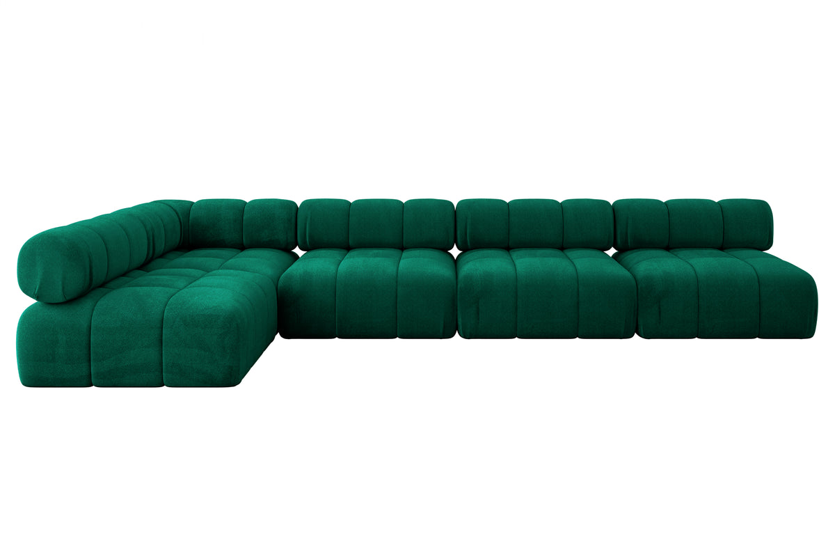 Ecksofa SAMARO-L3 Samt, Grün - Monolith 37 / Ottomane Links / Ohne Schlaffunktion