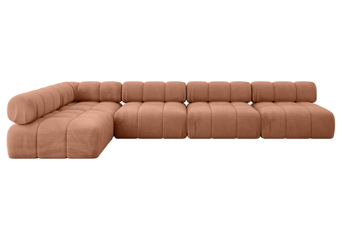 Ecksofa SAMARO-L3 Samt, Apricot - Monolith 61 / Ottomane Links / Ohne Schlaffunktion