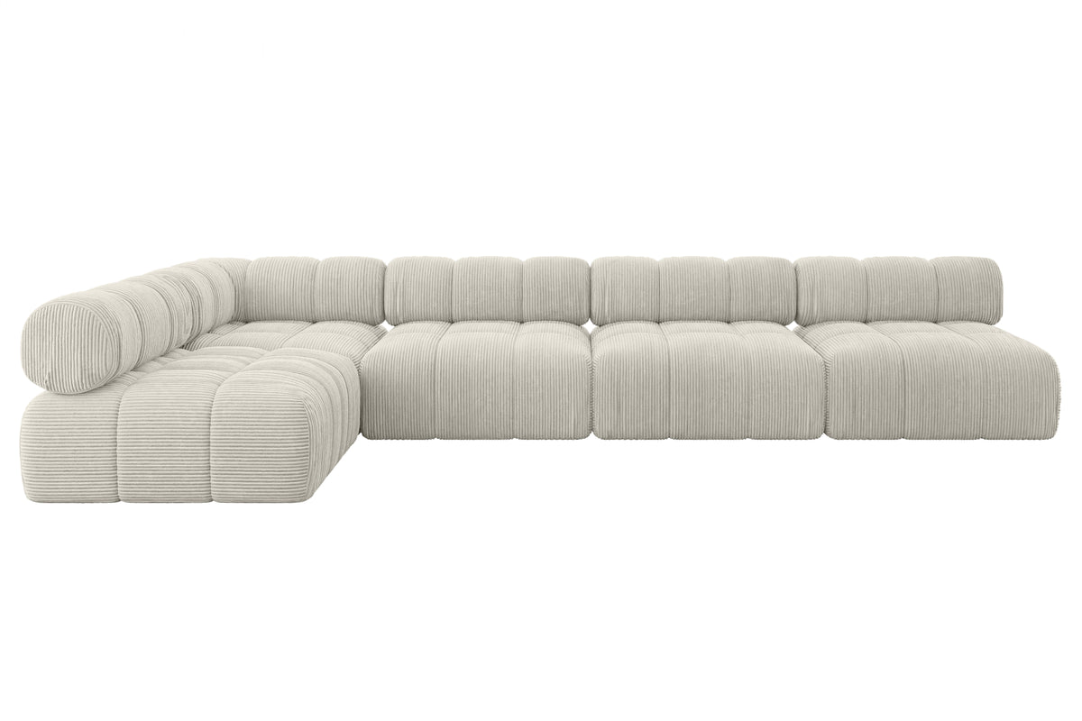 Ecksofa SAMARO-L3 Cord, Creme - Poso 100 / Ottomane Links / Ohne Schlaffunktion