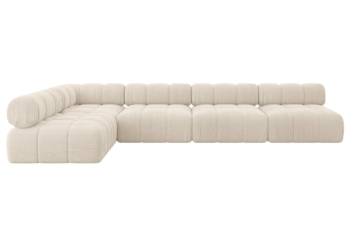 Ecksofa SAMARO-L3 Cord, Beige - Poso 105 / Ottomane Links / Ohne Schlaffunktion