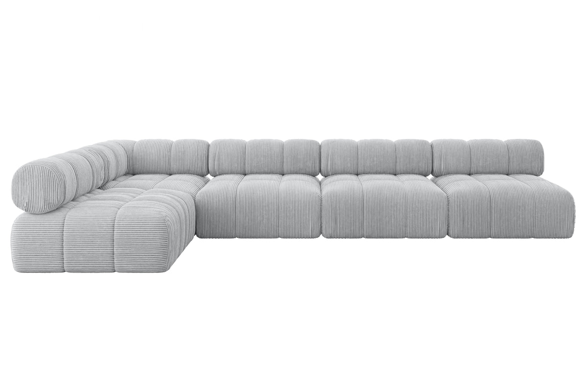 Ecksofa SAMARO-L3 Cord, Grau - Poso 110 / Ottomane Links / Ohne Schlaffunktion