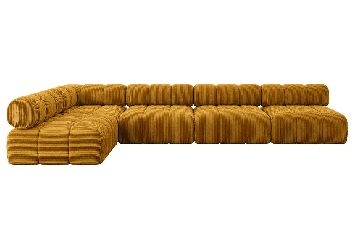 Ecksofa SAMARO-L3 Cord, Senfgelb - Poso 42 / Ottomane Links / Ohne Schlaffunktion