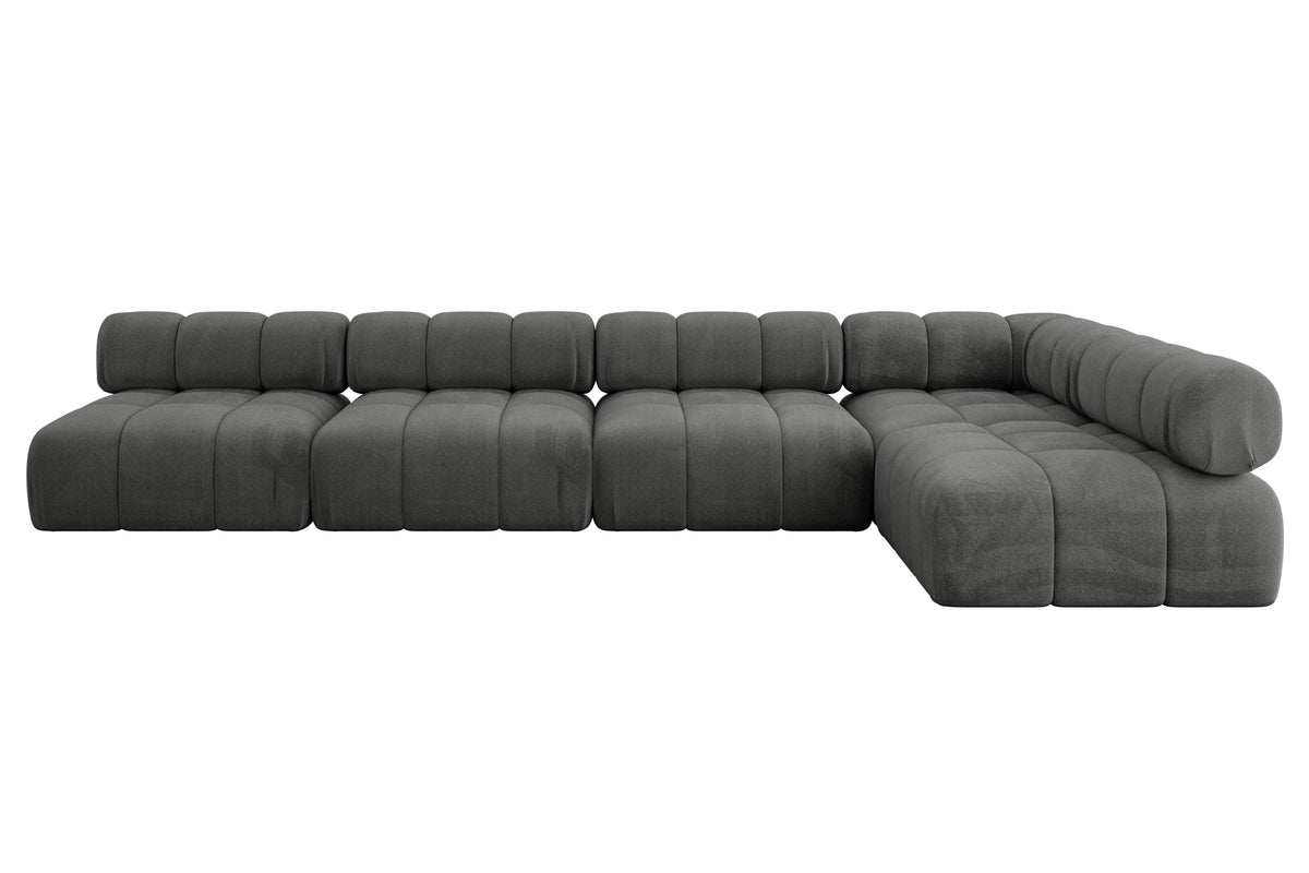 Ecksofa SAMARO-L3 Samt, Dunkelgrau - Monolith 92 / Ottomane Rechts / Ohne Schlaffunktion