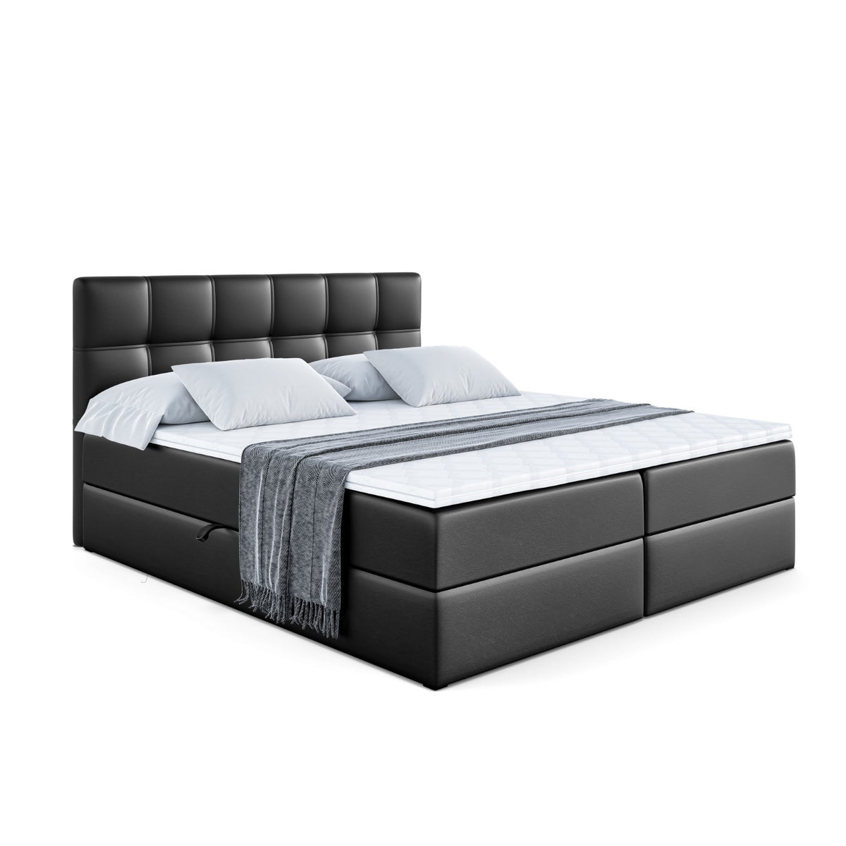 Łóżko boxspring MARCE ekoskóra, Czarny - Soft 11 / 120x200 cm / H3