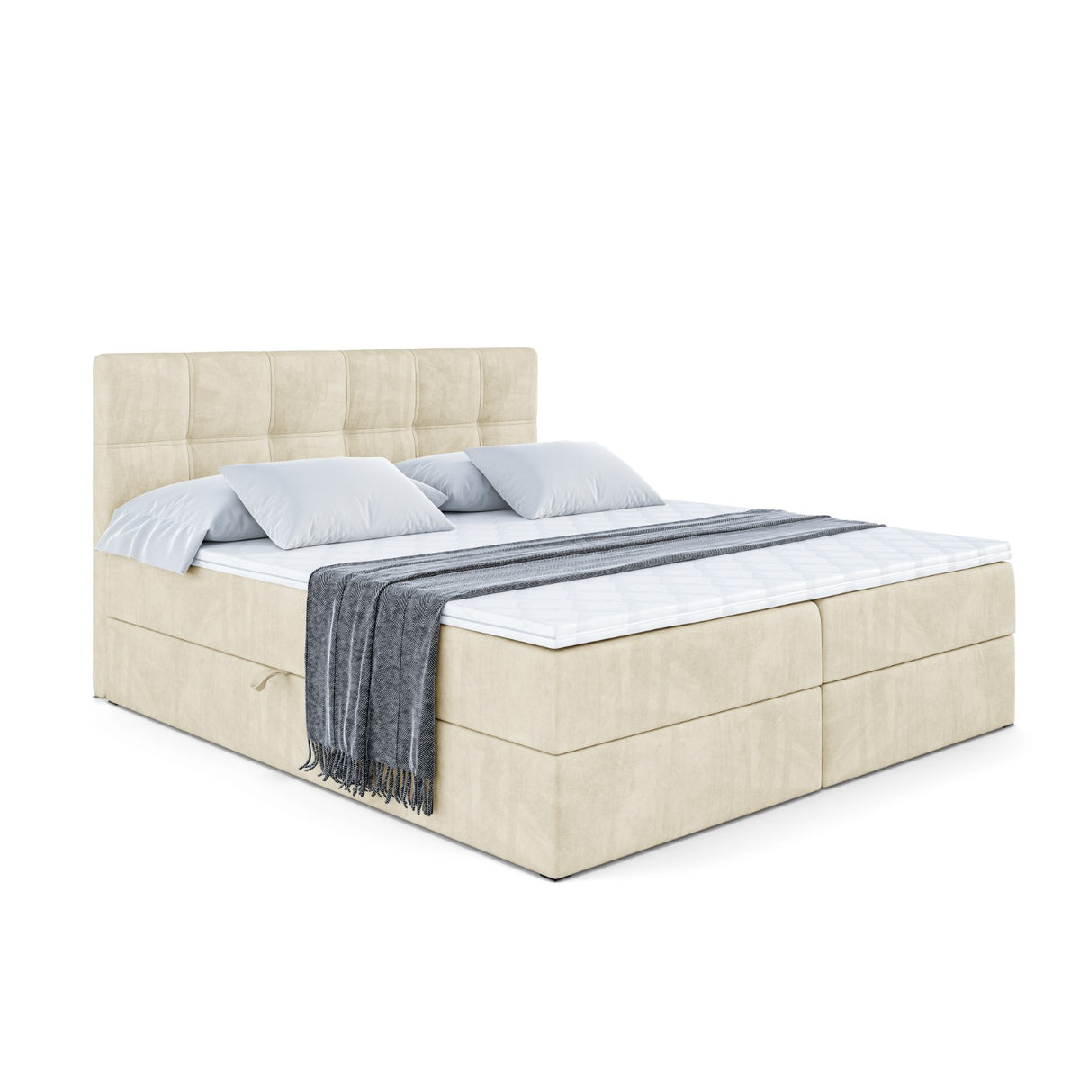 Łóżko boxspring MARCE welur, Beżowy - Monolith 04 / 120x200 cm / H3
