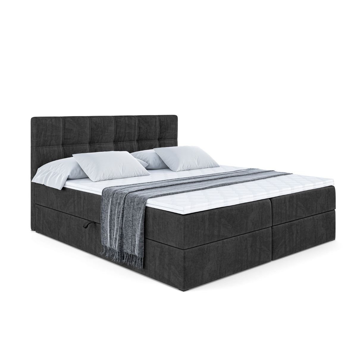 Łóżko boxspring MARCE welur, Czarny - Casablanca 2316 / 120x200 cm / H4