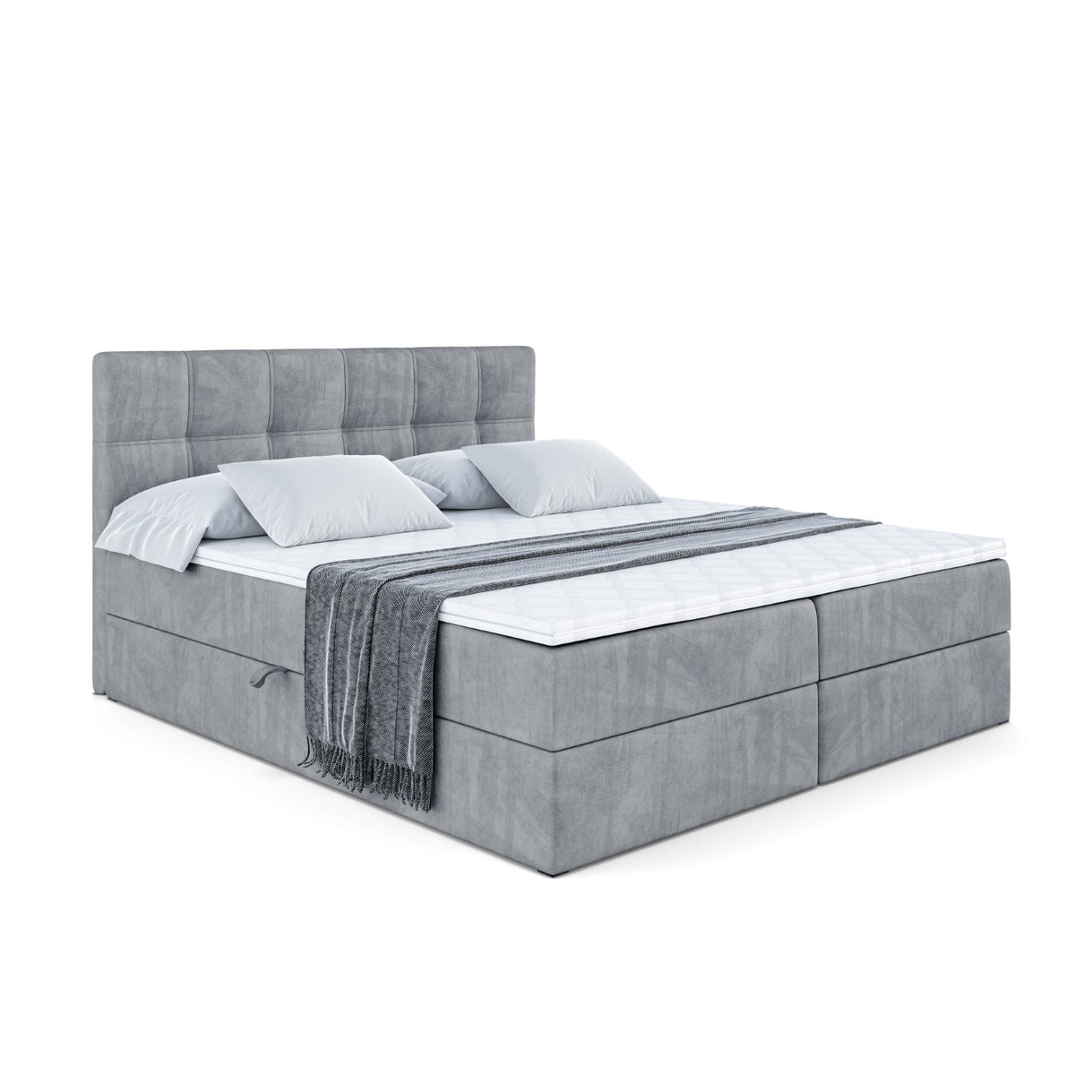 Łóżko boxspring MARCE welur, Szary - Casablanca 2314 / 120x200 cm / H3