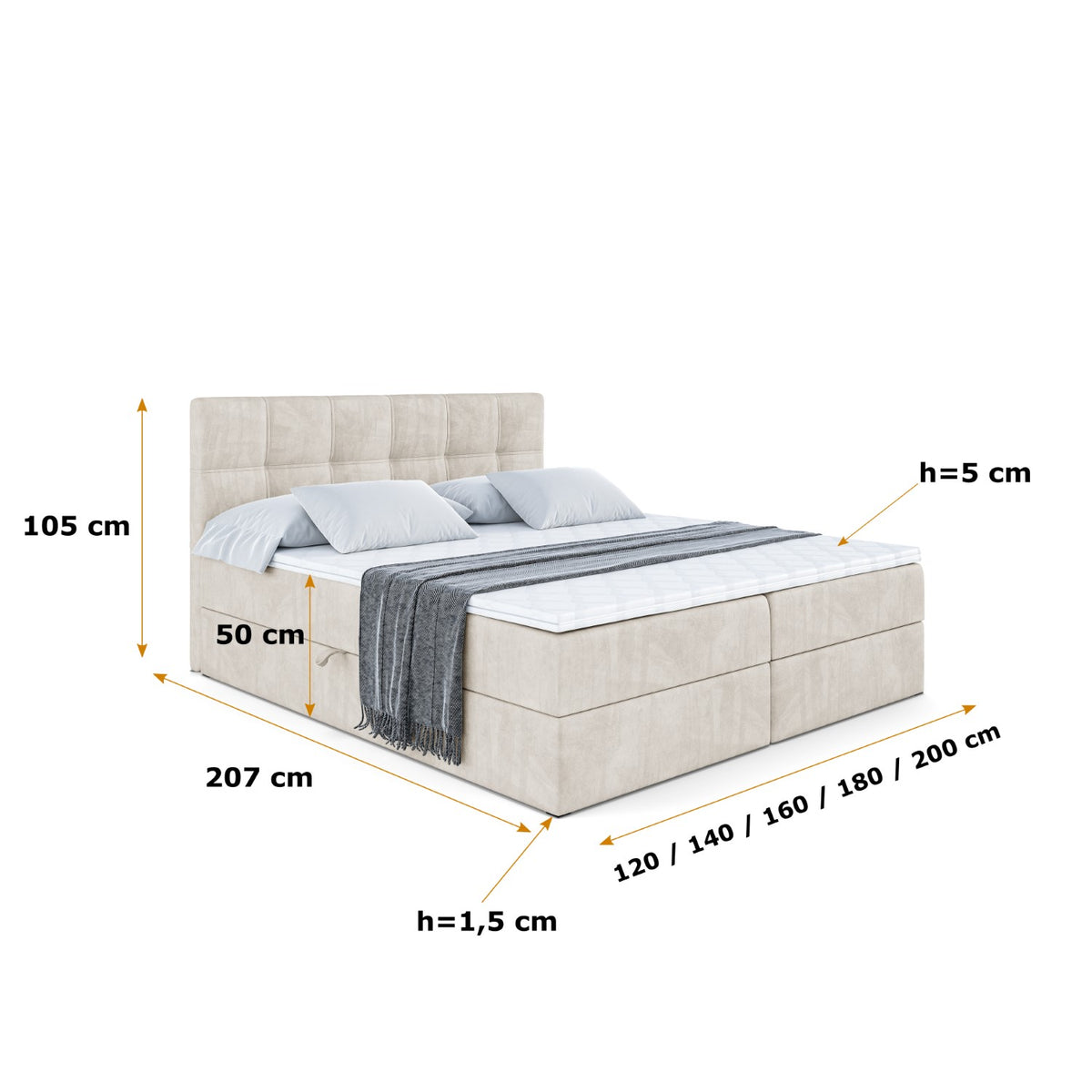 Łóżko boxspring MARCE welur