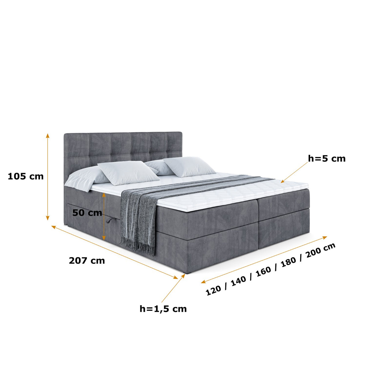 Łóżko boxspring MARCE welur