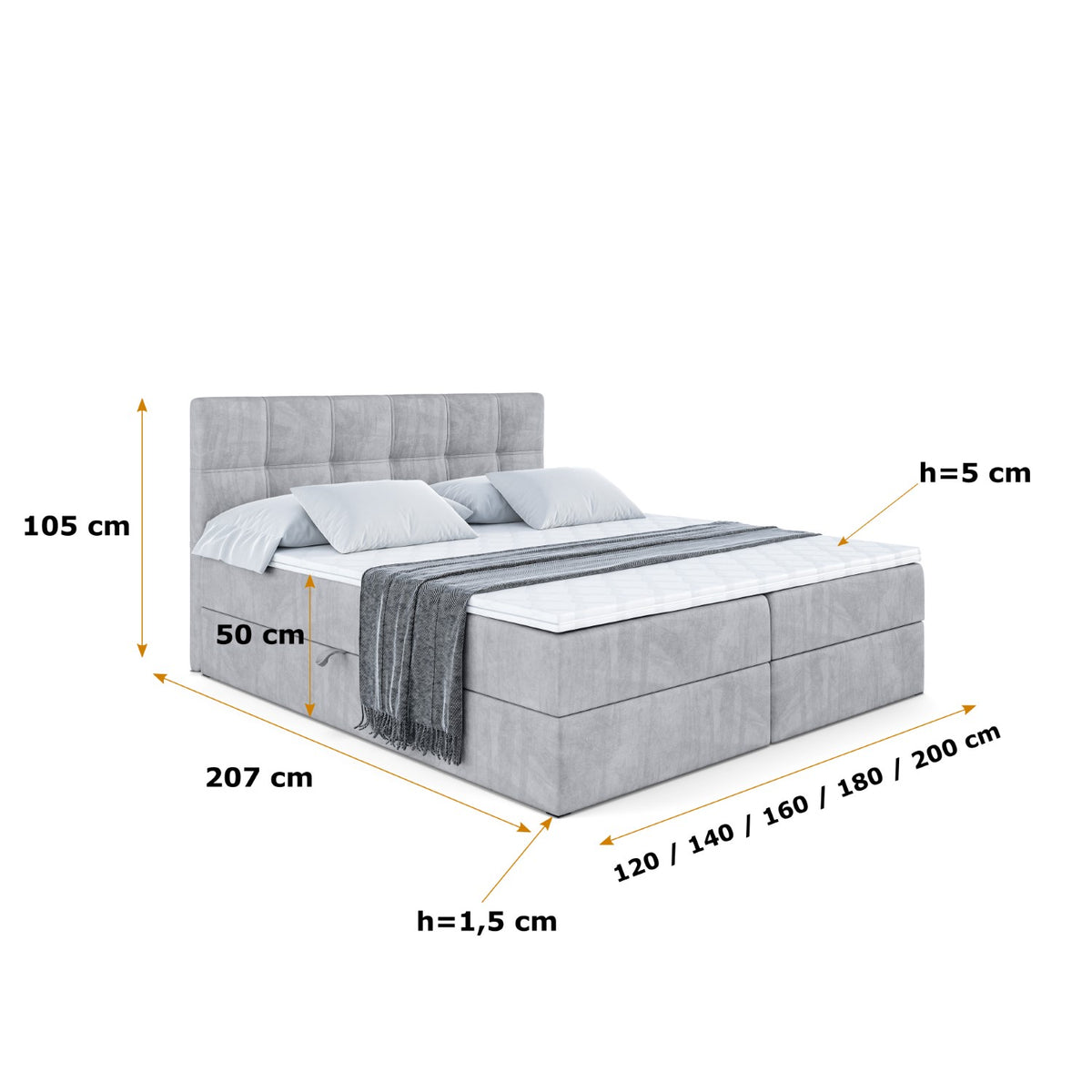 Łóżko boxspring MARCE welur