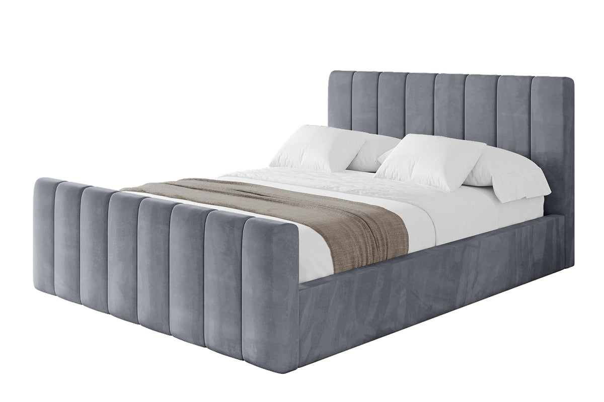 Polsterbett STERA-Z Samt, Grau - Casablanca 2314 / 120x200 cm / Mit Matratze
