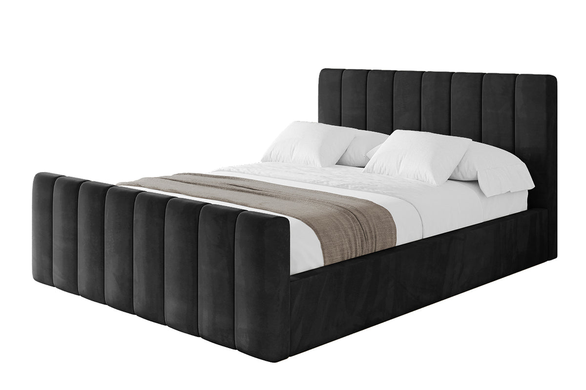 Polsterbett STERA-Z Samt, Schwarz - Casablanca 2316 / 120x200 cm / Ohne Matratze