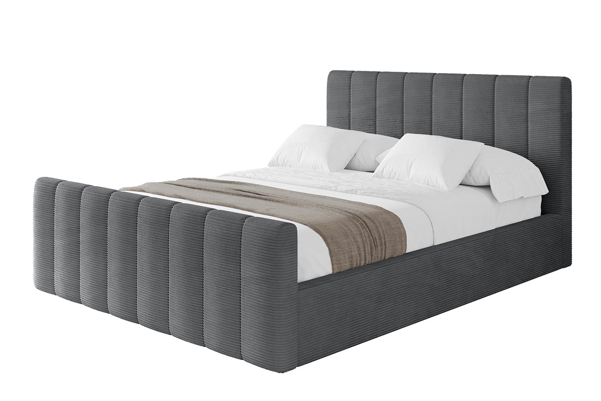 Łóżko tapicerowane STERA-Z sztruks, Ciemnoszary - Poso 115 / 120x200 cm / Z materacem