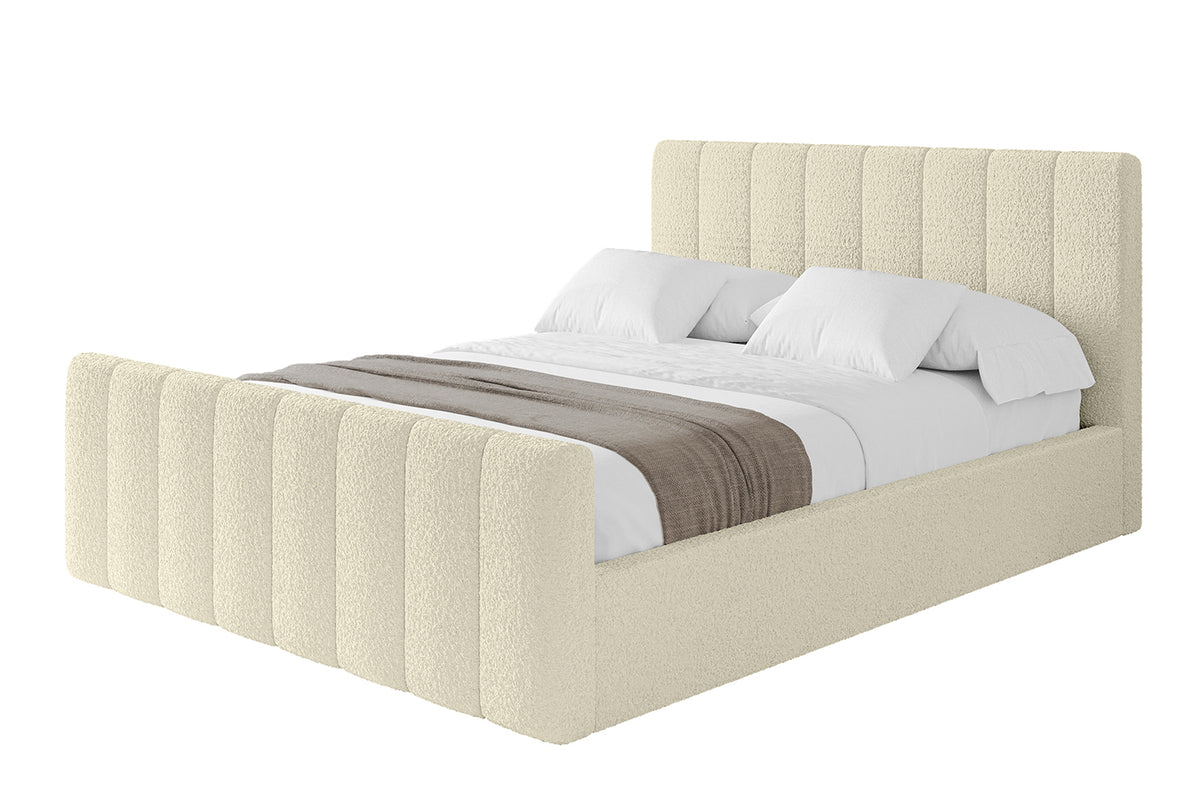 Łóżko tapicerowane STERA-Z Bouclé, Beżowy - Quelle 02 / 120x200 cm / Z materacem