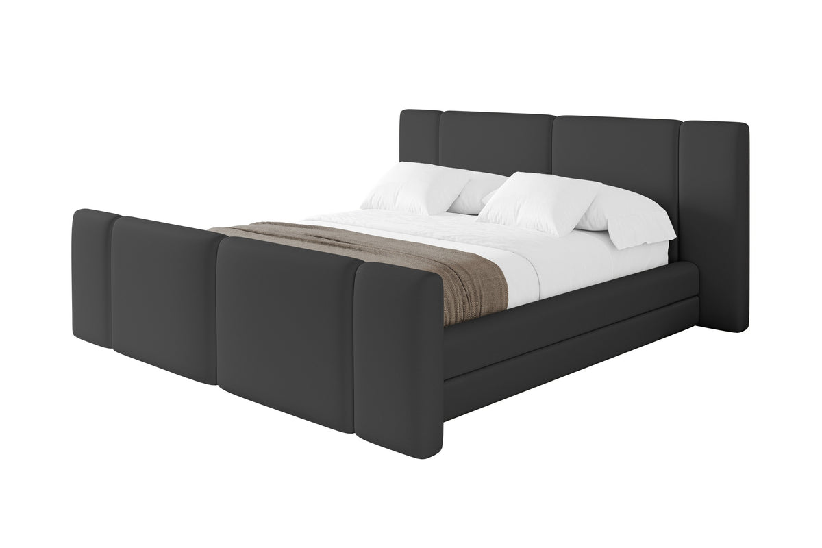Łóżko tapicerowane TEVO-Z ekoskóra, Czarny - Soft 11 / 120x200 cm / Bez materaca