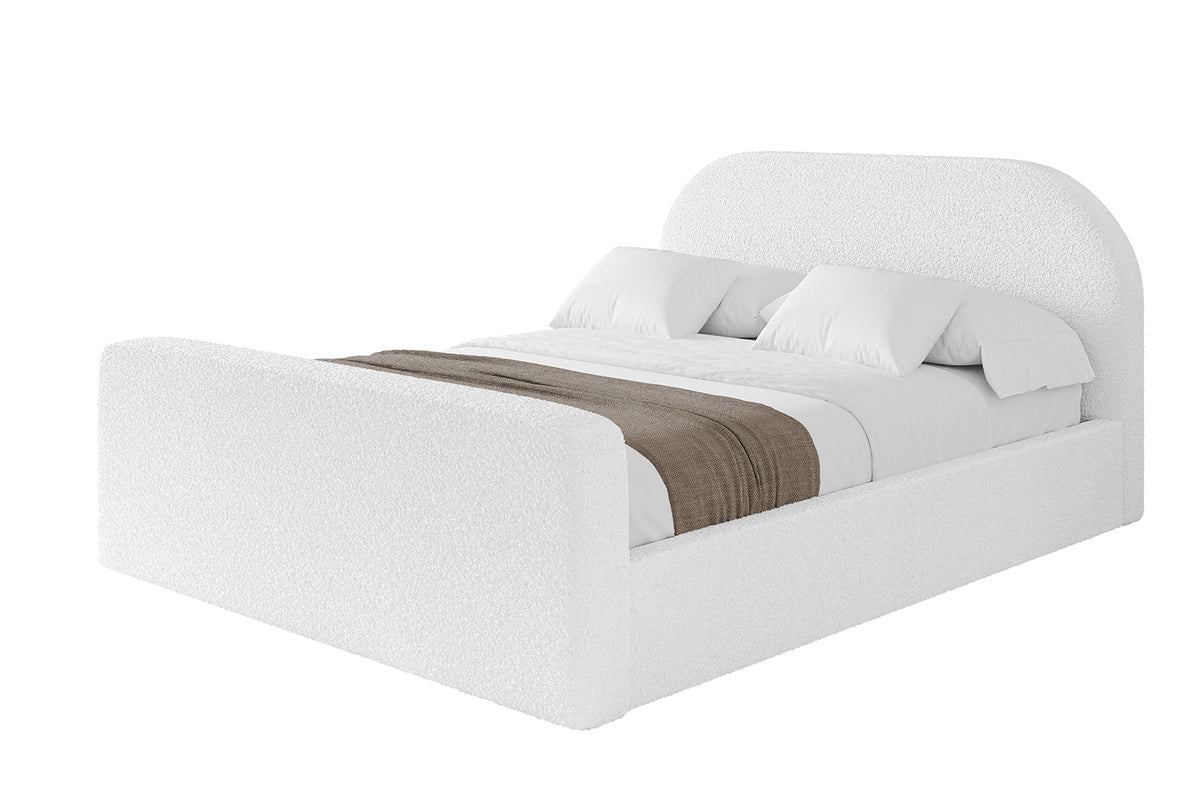 Łóżko tapicerowane TIVON-Z Bouclé, Biały - Quelle 01 / 120x200 cm / Bez materaca