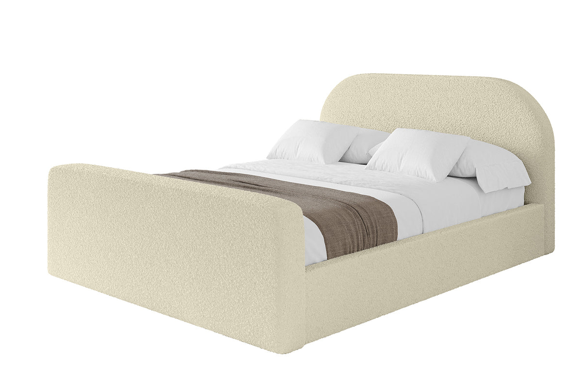 Łóżko tapicerowane TIVON-Z Bouclé, Beżowy - Quelle 02 / 120x200 cm / Bez materaca