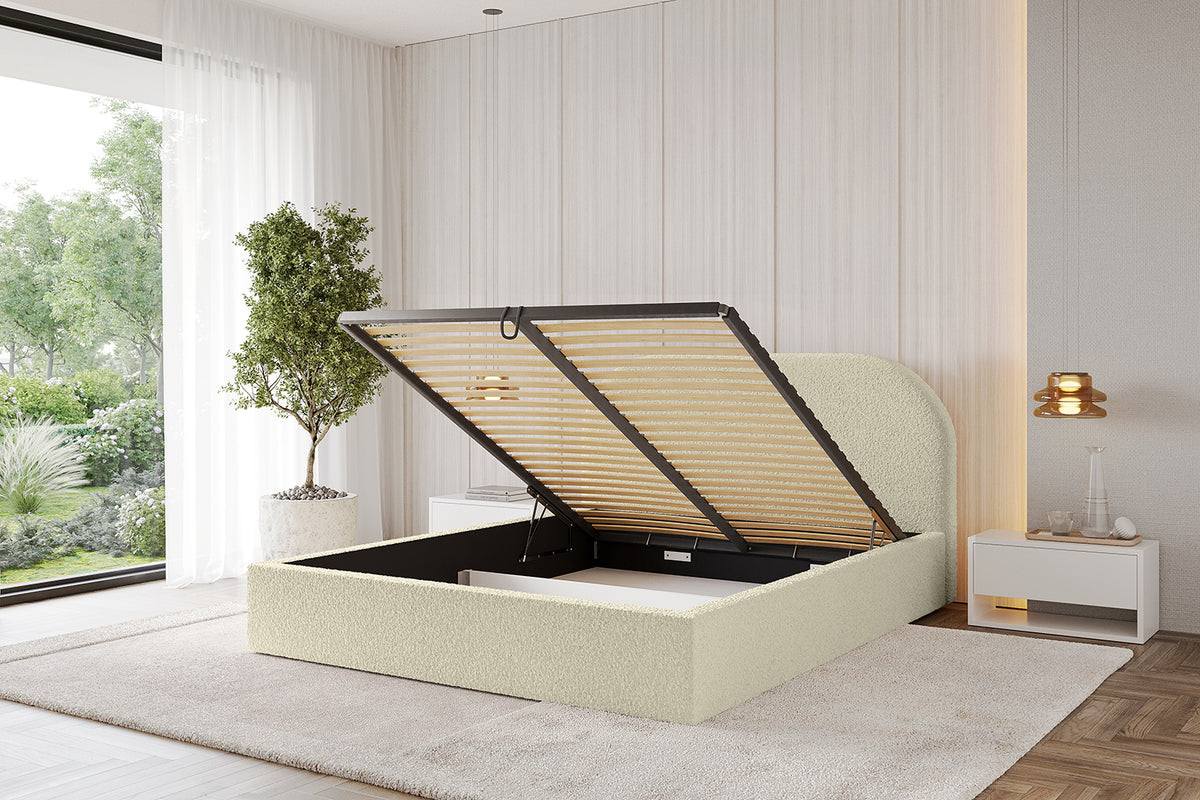 Łóżko tapicerowane TIVON Bouclé
