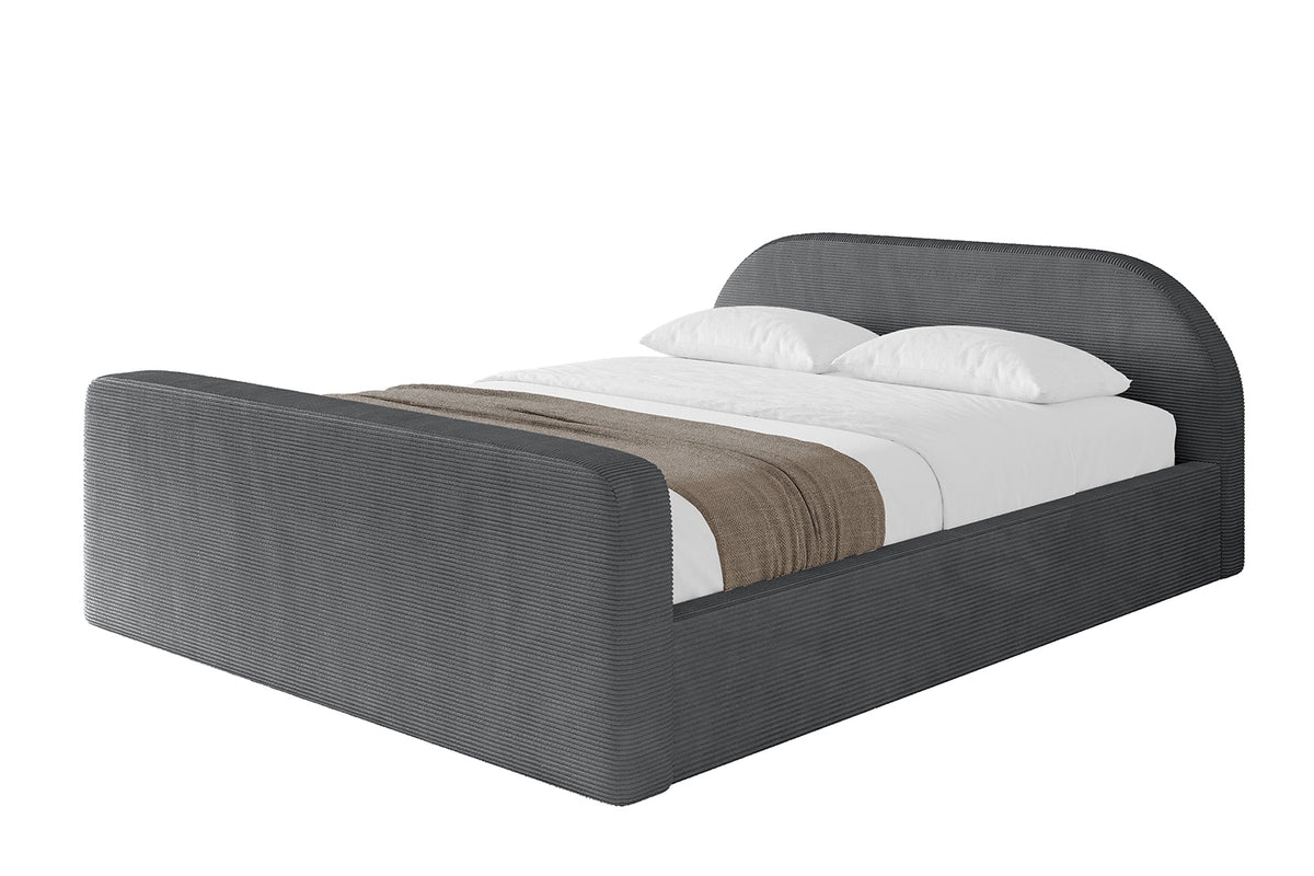 Łóżko tapicerowane TIVON-Z-v1 sztruks, Ciemnoszary - Poso 115 / 120x200 cm / Z materacem