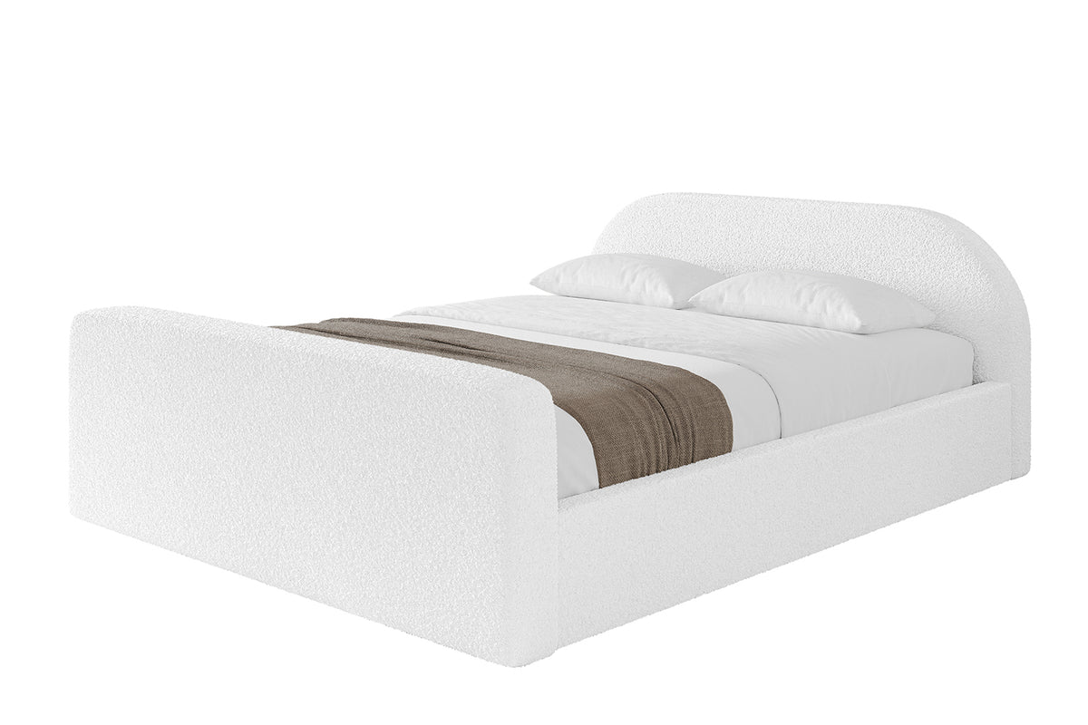 Łóżko tapicerowane TIVON-Z-v1 Bouclé, Biały - Quelle 01 / 120x200 cm / Bez materaca