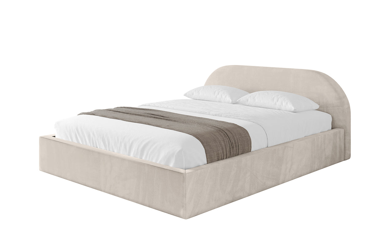 Łóżko tapicerowane TIVON-v1 welur, Beżowy - Casablanca 2301 / 120x200 cm / Z materacem