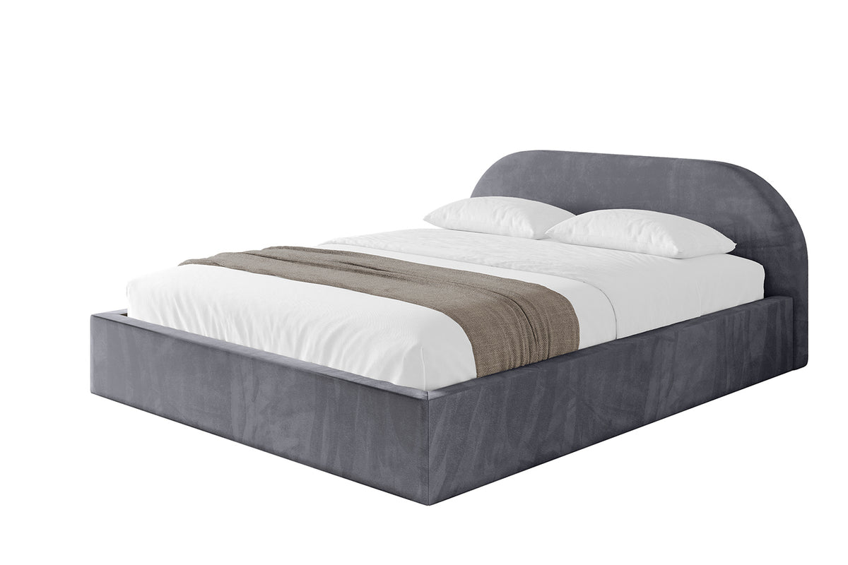 Łóżko tapicerowane TIVON-v1 welur, Ciemnoszary - Casablanca 2315 / 120x200 cm / Z materacem