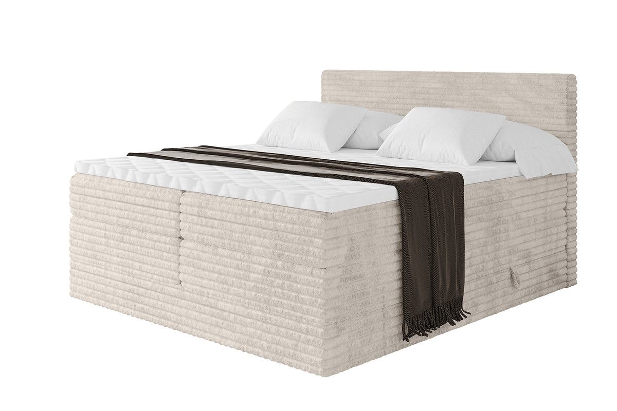 Boxspringbett TOLO KING-v1 Cord, Creme - Tilia 01 / 120x200 cm