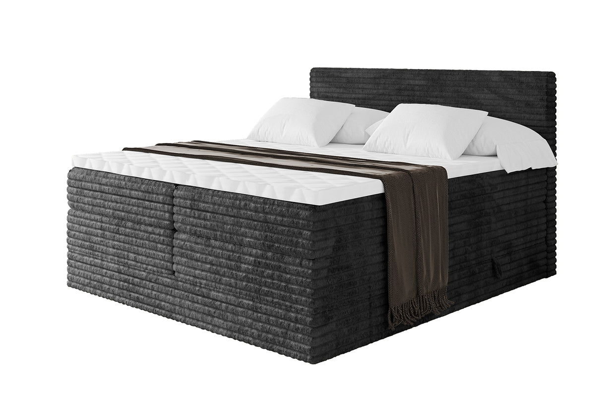 Boxspringbett TOLO KING-v1 Cord, Schwarz - Tilia 100 / 120x200 cm