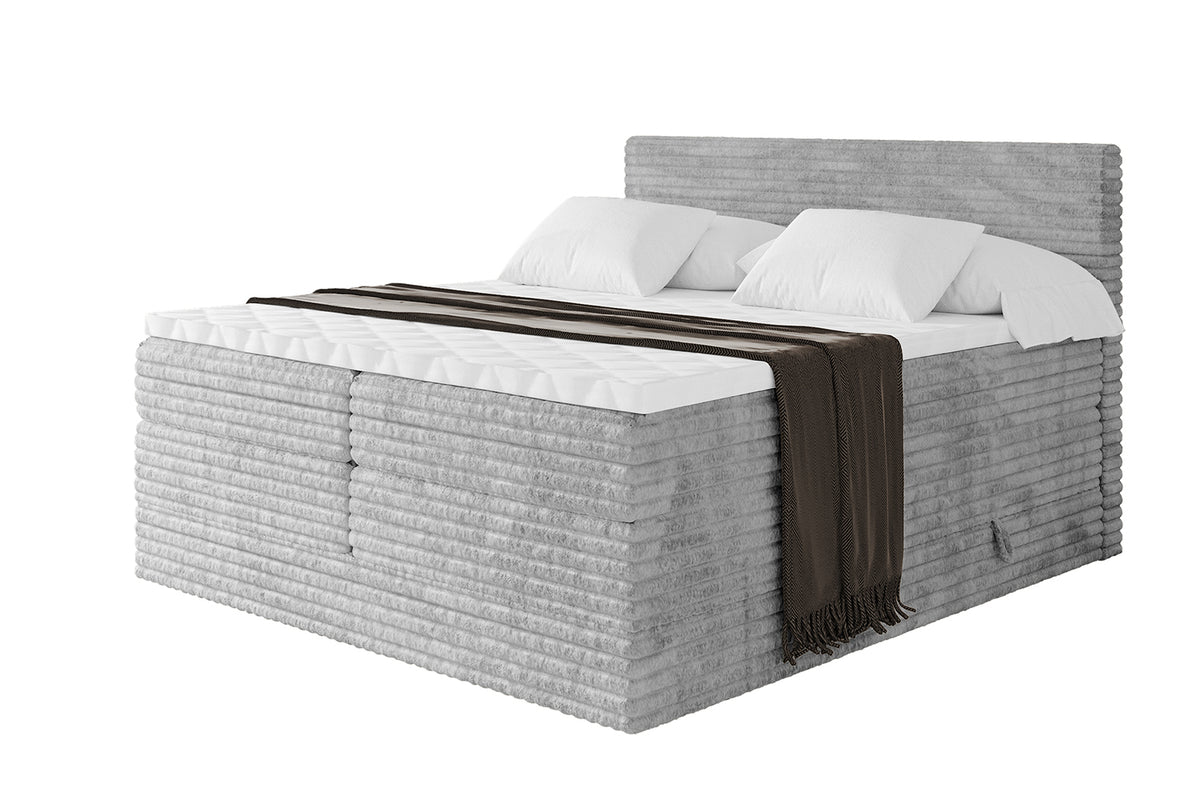 Boxspringbett TOLO KING-v1 Cord, Grau - Tilia 86 / 120x200 cm