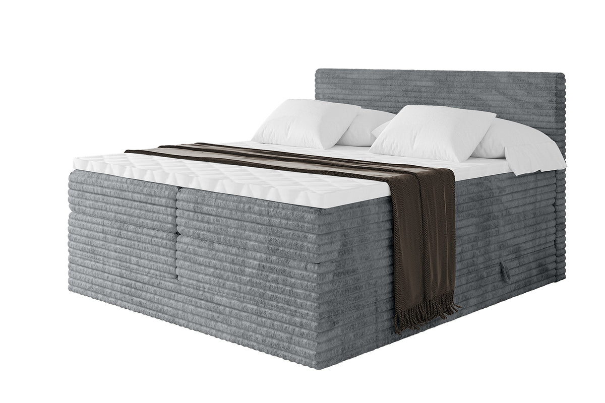 Boxspringbett TOLO KING-v1 Cord, Dunkelgrau - Tilia 90 / 120x200 cm