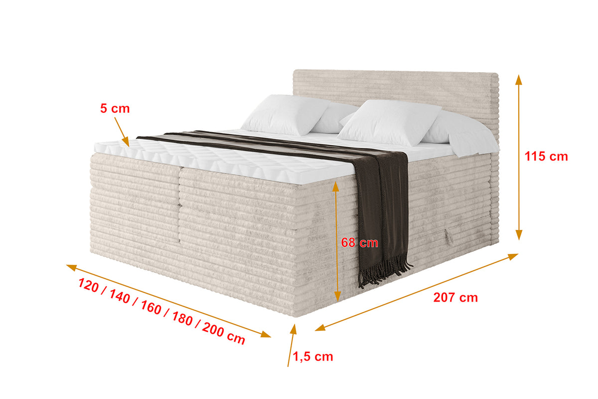 Boxspringbett TOLO KING-v1 Cord